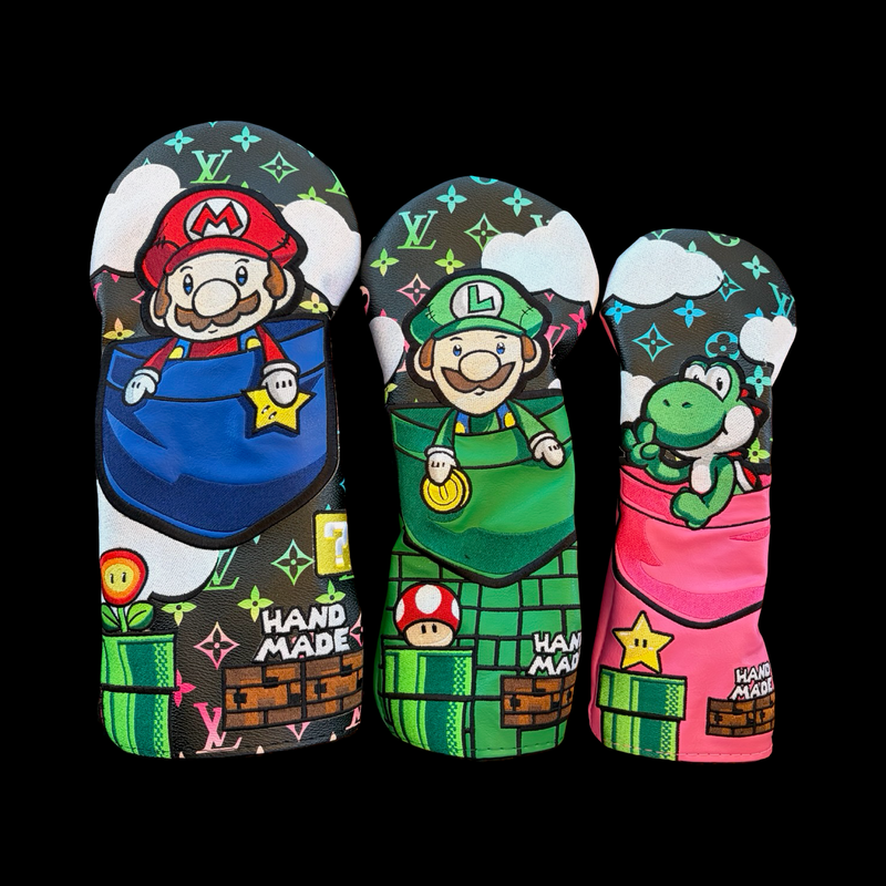 Super Mario Wood Headcover Set - Black Rainbow LV