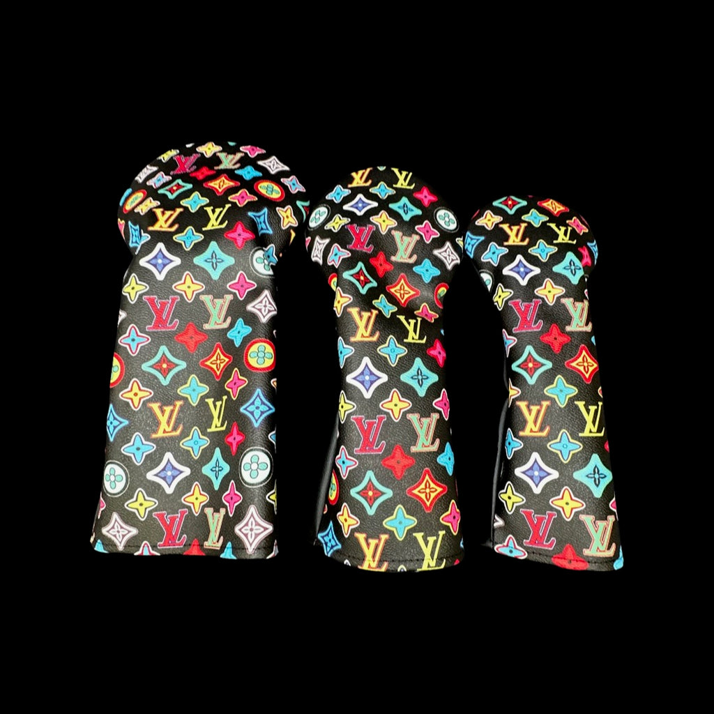 Black Multi-Colored LV Wood Headcovers